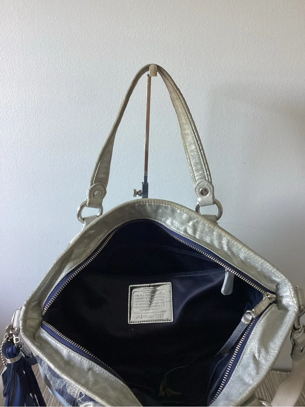 Y2K Coach Poppy Denim Patchwork Rocker Satchel Purse  16732